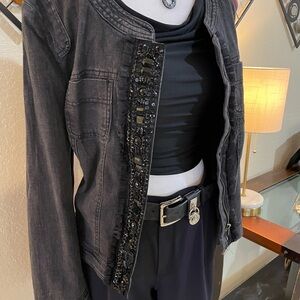 Embellished Black Denim Jacket